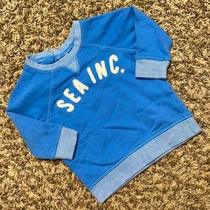 H&M sea Inc. blue and white sweat shirt is 4-6 3-6 month unisex